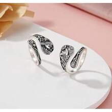 Hummingbird Sunflower Pattern Ring Bird Open Ring For Women Men Silvely Adjustable Rings Party Wedding Jewelry Gifts - Bạc - Xem 6