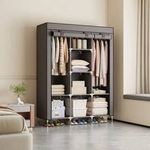 1pc Multi-Layer Portable Wardrobe, Easy To Assemble, Large Capacity Bedroom Dust-Proof Storage Cabinet, Space-Saving, Simple Clothes & Bedding Storage, Dust Cover For Tidy Bedroom, Suitable For Rental & Home - Multicolor - View 5