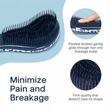 Glide Thru Detangling Hair Brush For Adults And  - Detangler Hairbrush For Curly Or Straight, Wet Or Dry Hair - Gentle On Tangles Comb - Navy Blue And Blue Cheetah (Pack Of 2) - Blue - 查看 4