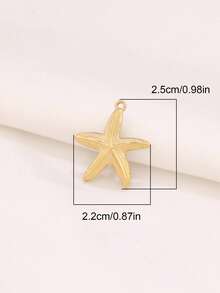 3件套不锈钢海星吊坠配件，时尚18K镀金防水海洋主题饰品，适用于DIY珠宝制作。 - 吊墜 - 查看 9