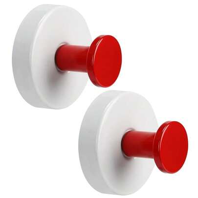 Suction Cup Hooks For Shower No-Drill Bathroom Hooks For Towels, Robes, Loofah Mountable On Bathroom Walls, Kitchen, Glass, Mirrors, Tile And Smooth,Non-Porous Surfaces (2, Red White),RedWhite