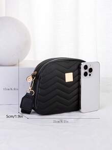 New Women's Embroidered Wavy Pattern Shoulder Bag, Fashion Crossbody Bag For Daily Matching, Can Hold Phone And Cosmetics