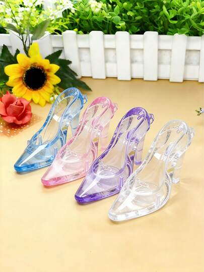 12个迷你塑料水晶鞋，透明高跟鞋装饰，可爱高跟鞋摆件，适用于婚礼、生日派对、餐桌装饰、成人礼物、情人节礼物