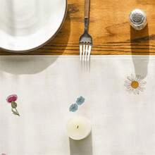 Camino de mesa largo con estampado de flores, camino de mesa para fiestas navideñas, decoración para el hogar y el comedor - Verde - Ver 1