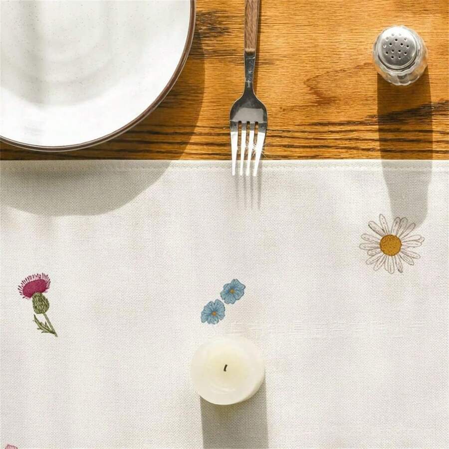 Camino de mesa largo con estampado de flores, camino de mesa para fiestas navideñas, decoración para el hogar y el comedor - Verde - Ver 1