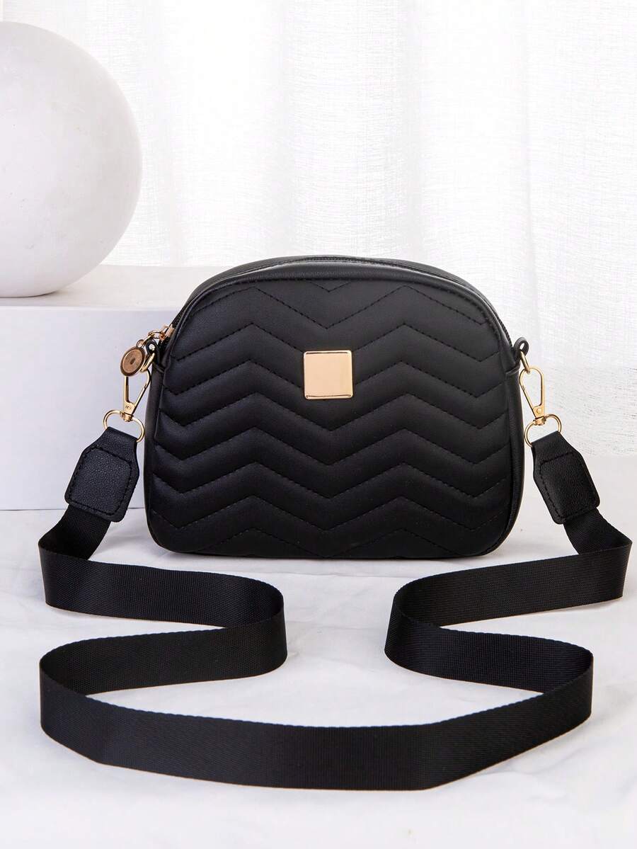 New Women's Embroidered Wavy Pattern Shoulder Bag, Fashion Crossbody Bag For Daily Matching, Can Hold Phone And Cosmetics