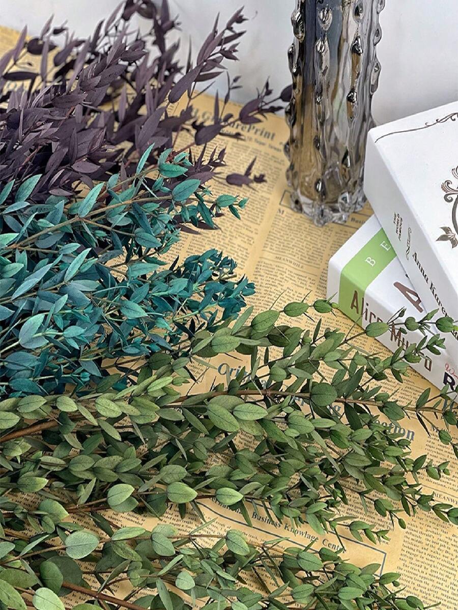 1 Bunch Natural Preserved Eucalyptus Millet Leaf Decor - Elegant Wedding Enhancer & Timeless Home Accent - Dry Flower Arrangement For Photography Props - Naturally Aromatic, Long-Lasting Beauty - Multicolor - View 1
