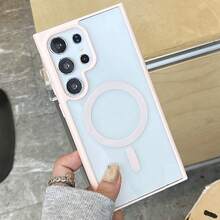 強磁超薄防震手機殼，適用於 Galaxy A56 A36 A26 A16 A06 S26 S25 FE A57 A37 A17 A07，相容 S26 Ultra S25 Ultra S24 Ultra S23 Ultra，半透明硬殼背板 - 粉色 - 查看 5