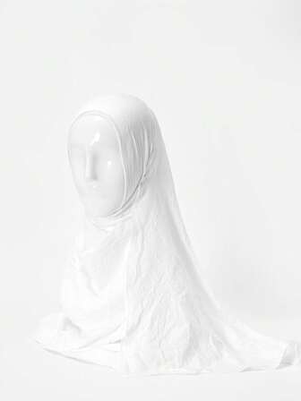 1pc Cotton Solid Color Arabic Hijab Scarf, Suitable For Mosque Use