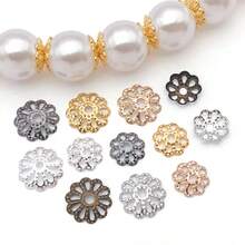 300pcs Flower Bead End Caps Flower Filigree Bead Caps Gold Spacer Beads Caps Ends Iron Bead Caps Loose Spacer Beads Bulk Earrings For Bracelet Jewelry Making