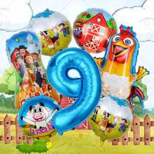 7件套农场主题气球套装，包含32英寸数字1-9气球、小鸡造型气球和圆形气球，适合生日、周年纪念、毕业典礼、夏季庆祝派对装饰，也是送给儿子或女儿的惊喜礼物。 - 藍色 - 查看 11