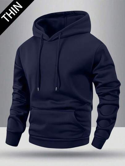 男士轻薄修身长袖连帽衫，带口袋，春夏休闲运动外套，适合休闲、通勤、户外活动和度假穿着。送给丈夫或男友的绝佳礼物。