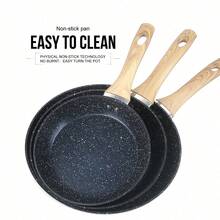 1pc/3pcs Set Nonstick Frying Pan Set (7.4/9.7/11.3 Inch) - Wooden Handle, Easy To Clean Cookware, Universal For Gas, Induction, Electric Stove (Single/Set Available) - White - View 6