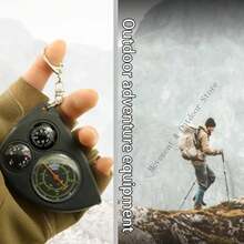 Brújulas portátiles de llavero, herramienta de medición de distancia precisa, brújulas de alta precisión para senderismo, herramienta de navegación al aire libre - Negro - Ver 7