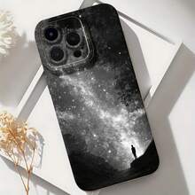 2026 nueva funda de teléfono esmerilada, funda de teléfono cielo nocturno de galaxia con impresión de silueta para iPhone 17 15 14 13 12 Pro Max y  Galaxy S23 S22 S21 Ultra protector de teléfono funda de pareja regalo para él y ella regalo de San Valentín cumpleaños - Negro - Ver 6