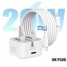 20W 快充适配器套装 [英国墙式充电器 + 1米/2米 Type-C 转 Lightning 数据线] 兼容 14 Pro Max/13/12/11/Xr/Xs Max/8/7/iPod 适配器充电套装 - 英規插(220-240V) - 查看 1