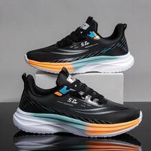 Ultra-Light Running Men's Shoes Waterproof Non-Slip Lightweight Breathable Autumn Casual Soft Sole Youth Student Sports Shoes Sneakers For Men - 5008黑桔-皮面防水+增高墊 - 查看 10