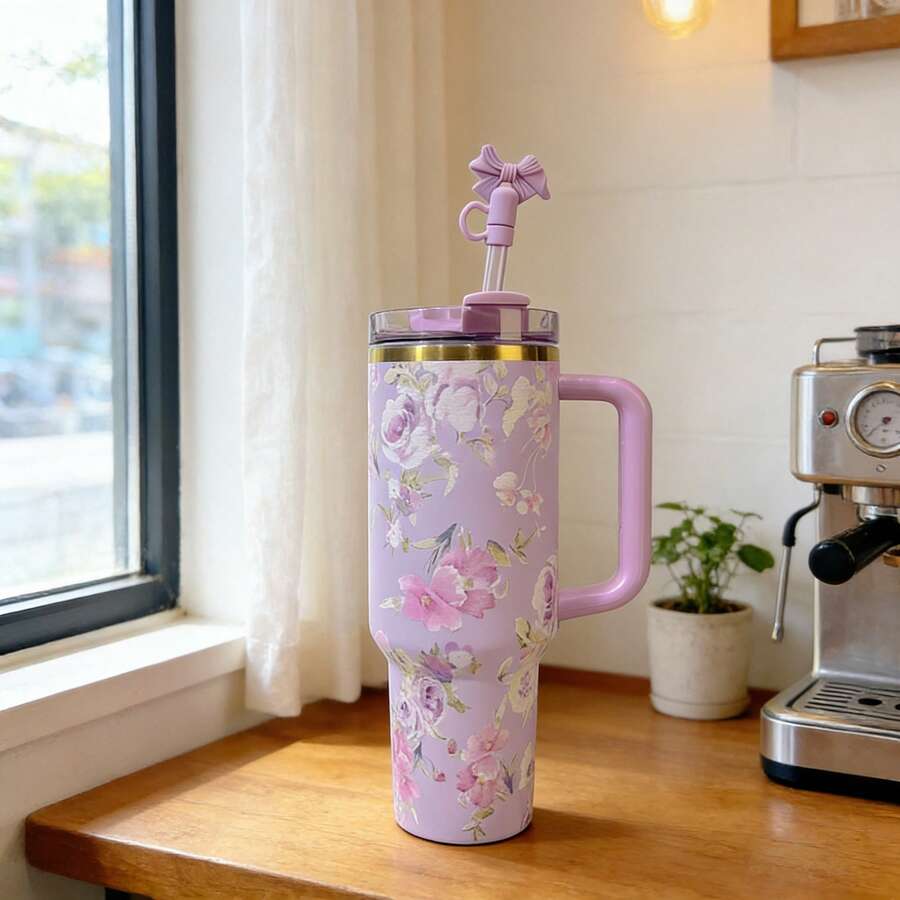 L.O.V.E.Shack Purple 40 Oz Double-Wall Vacuum Insulated Stainless Steel Tumbler With Handle & Straw Hot Cold Drink Cup Gift Box Pack For Travel Home Office Christmas Birthday Valentine's Day Gifts - Purple Gift Box - View 1