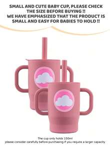 2pcs 5oz/150ml Creative Printed Kids Training Cup, With Handle & Straw, Silicone,  & Material, Suitable For Boys & Girls - 彩色 - 查看 11
