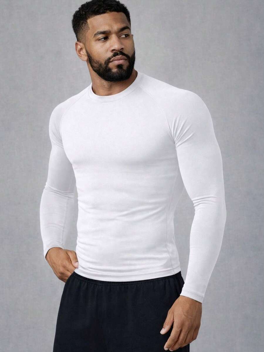 Men's Thermal Shirt Second Skin UV Protection Thermal Blouse - 白色 - 查看 1