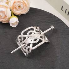 1pc Vintage Silver Hollow Floral Hair Clip, Featuring Vines, Curled Patterns, And Geometric Designs, With An Arrow-Shaped Tip, Made Of Smooth Metallic Material With A Glossy Finish, Delicate Hollow Floral Edges, Slender And Straight Shaft, Suitable For Daily Wear Or DIY Crafting., Bun Extension, Hair Styling Pins, Pins For Hair - Multicolor - View 5