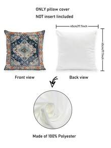 2 件装几何图案摩洛哥基里姆风格抱枕套，波西米亚风格客厅装饰沙发靠垫套，农舍家居客厅沙发装饰枕套（不含填充物） - 藍色 - 查看 2