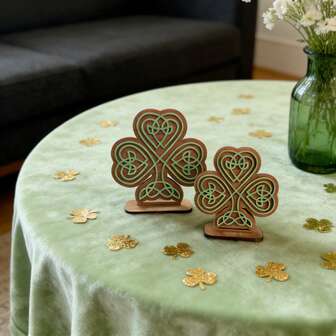 St. Patrick's Day Wooden Clover Decor, Desktop Display Home Bookshelf Placement, Holiday Atmosphere Decorations, Gift Choice, Festive And Party Supplies, Seasonal Decor