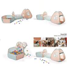 UTEX 3 In 1 Pop Up Play Tent With Tunnel Ball Pit For Boys Girls Babies And Toddlers Indoor/Outdoor Playhouse - 粉紅綠球池 - 查看 1