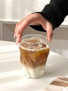 1pc 280ml/9.86oz Asymmetric Tree Patterned Glass Cup, Creative Bark Patterned Beverage Cup, Transparent Latte Coffee Cup, Simple Juice Cup, Cocktail Cup, Milk Cup, Summer Cold Drink Cup, Glass Cup, Suitable For Coffee, Beer - Multicolor - View 8