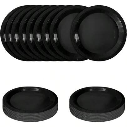 50/36/24/12pcs 7inch/9inch Disposable Plates, Thick Paper Plates, Leak-Proof, 3-Second Cleanup, Party/Camping/Home Use, Graduation/Birthday/Christmas/Thanksgiving/Halloween Tableware