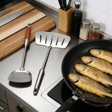 1pc Stainless Steel Fish Spatula - Ergonomic Design, Multipurpose For Kitchen & Dining | Cooking, Flipping, Baking | Holiday Gift | Dishwasher , Easy To Clean & Store | Essential Kitchenware - Multicolor - View 10