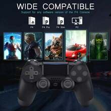 Pro Wireless Gaming Controller For P-4 Console, No Latency Bluetooth Gamepad With Turbo Function, Double Shock Vibration, Ergonomic Design Replacement Remote For P-4 - 黑色 - 查看 3