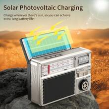 Radio de todas las bandas con conexión de audio inalámbrica, carga solar y multimodal, batería de larga duración de 1200mAh y múltiples modos de reproducción - Dorado - Ver 9