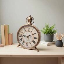 欧式复古铁艺彩绘台钟，客厅卧室家居装饰，挂钟，桌面仿古风格静音无滴答装饰时钟房间装饰数字时钟闹钟卧室装饰宿舍装饰返校装饰学校惊喜