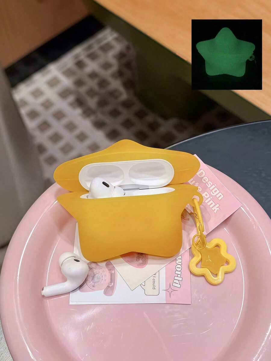 Glow-In-The-Dark Semi-Transparent Star Pattern Earphone Protective Case, Compatible With Apple 1/2/3/4/Pro/Pro2(Nd)/Pro(3rd)