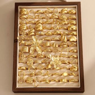 15pcs Random Assorted European & American Fashion Exaggerated Metal Lava Line Teardrop Design Glossy Arc Wide Band Rings Set, & Unique Personalized Rings Suitable For Daily Wear