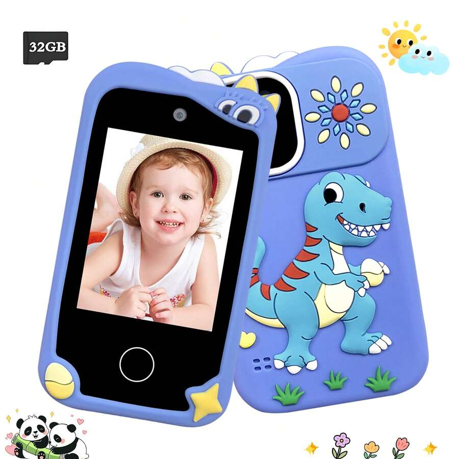 Điện thoại thông minh đồ chơi trẻ em màn hình cảm ứng HD 2.8 inch với camera kép - Tất cả trong một: Âm nhạc, chụp ảnh, quay video, chơi game và đèn pin, món quà hoàn hảo cho Giáng sinh và sinh nhật.