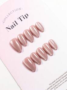 10片手工粉色猫眼短款美甲贴片，杏仁形图案，优雅风格，亚克力美甲用品包含1个迷你指甲锉和1张贴纸，非常适合夏季DIY美甲和音乐节。 - 粉色 - 查看 1