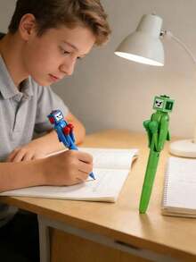 2pcs/Set Boxing Robot Designed Ballpoint Pens, Exquisite Craftsmanship, Realistic Mechanical Arm Movement, Crisp Sound Effect When Pressed, Suitable For Christmas, Birthday, School Or Office Use, Smooth Writing! - Multicolor - View 5