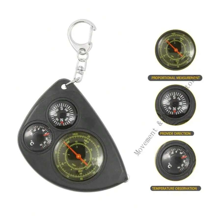Brújulas portátiles de llavero, herramienta de medición de distancia precisa, brújulas de alta precisión para senderismo, herramienta de navegación al aire libre - Negro - Ver 1