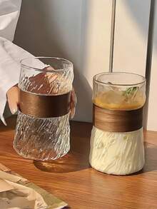 1 pièce Tasse à café en verre - fond solide, verre transparent, tasse à café élégante, tasse à thé, tasse à bière, résistante à la chaleur, convient pour un usage domestique, durable, applicable pour la cuisine et la salle à manger, avec porte-tasse, tasse à boisson multifonctionnelle, convient pour la maison, la cuisine, la salle à manger, le salon, la chambre, la salle de bain, le camping, le bar, le bureau - Multicolore - Voir 6