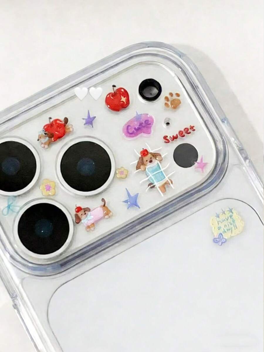 1片INS创意DIY镜头保护膜钢化玻璃贴膜，兼容 11 Pro Max/12 Pro Max/13 Pro Max/14 Pro Max/15 Pro Max/16 Pro Max/17 Pro Max手机镜头膜 - 彩色 - 查看 1