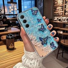 Adecuado para funda de teléfono  Galaxy Nueva A5 A3 A02 A34 A13 A14 A32 A24 A50 A54 A70 A73 A34 A55s NOTE 10F12 M10S Impresión de dibujo animado lindo TPU Estilo espacial transparente Diseño creativo simple Patrón de mariposa Funda protectora de moda Modelo 3703 - Multicolor - Ver 1