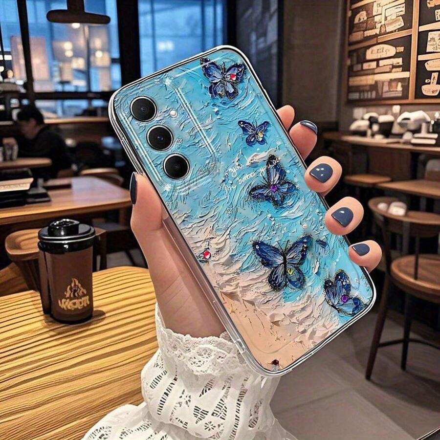 Adecuado para funda de teléfono Galaxy Nueva A5 A3 A02 A34 A13 A14 A32 A24 A50 A54 A70 A73 A34 A55s NOTE 10F12 M10S Impresión de dibujo animado lindo TPU Estilo espacial transparente Diseño creativo simple Patrón de mariposa Funda protectora de moda Modelo 3703 - Multicolor - Ver 1