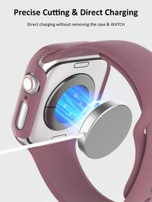 2pcs Smoke Purple PC + Tempered Glass Integrated Watch Case, Shock-Proof, Scratch-Resistant, Fashion Protective Cover, Compatible With Apple Watch 40mm/41mm/42mm/44mm/45mm/46mm/49mm, Compatible With Apple Watch Ultra/SE/11/10/9/8/7/6/5/4 Series, Comfortable Wear, Unisex, All-Round Protection - Smoky Purple + Smoky Purple - View 5