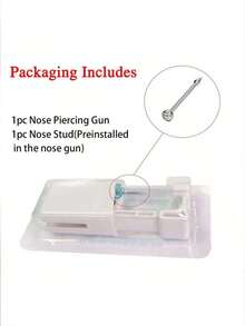 1 Nose Piercing Kit With Silver Nose Studs, 1 Pack Nose Piercing Gun, Disposable Nose Piercing Kit, White Nose Piercing Gun Tool Set - 銀色 - 查看 4