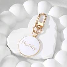 1-4pcs Simple And Casual Fake Shopping Symbol Keychain, Printed Circular Alphabet Honey Keychain With Wavy Shopping Cart Design, Festive Gift For Parties, Suitable For Daily Use With Bags, Mobile Phones, And Car Decorations - Multicolor - View 9