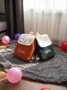 My First Backpack - Custom Name Toddler Nursery Bag | Cute Forest Animal Design | Soft Lightweight Velvet For Ages 1-4 | Personalized Kids Gift