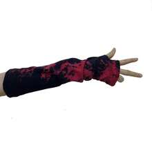 Mrotrida Women's Punk Fingerless Glove Cosplay Ripped Gloves For Halloween Costume Party 1Pair,RedTieDye - 紅色紮染 - 查看 5