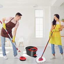 Spin Mop Head Replace Compatible With O Cedar EasyWring 1 Tank, Upgraded Scrub Brush And Base, 4 Microfiber Mop Replacement Head, 1 Handle, Easy To Install Attachments,4Refills+1Base+1Handle+1Brush(1TankSystem) - 4個替換裝+1個底座+1個手把+1個刷頭(1個儲液罐系統) - 查看 6